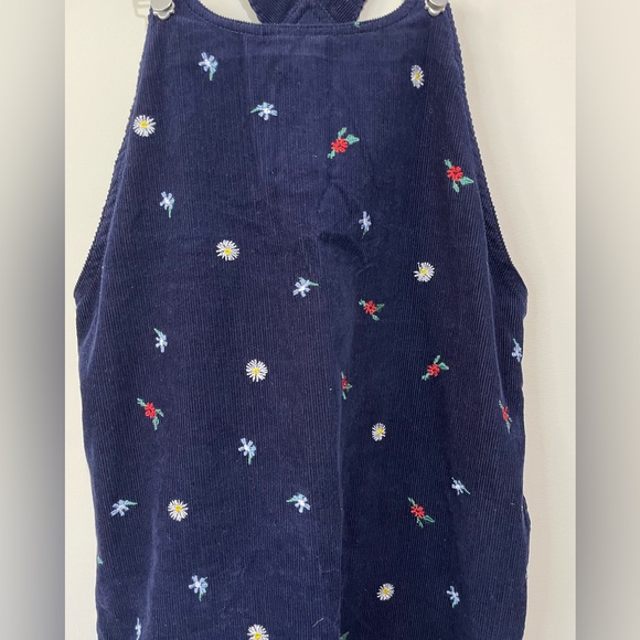 TU Navy Cord Pinafore Dress Embroidered Flowers Size 10 - Picture 4 of 8